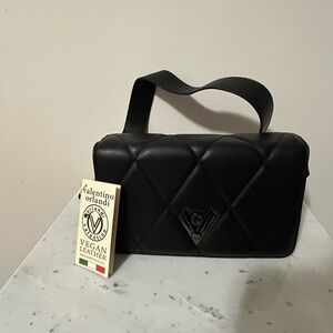 Valentino Orlandi Black Quilted Vegan Leather Handbag